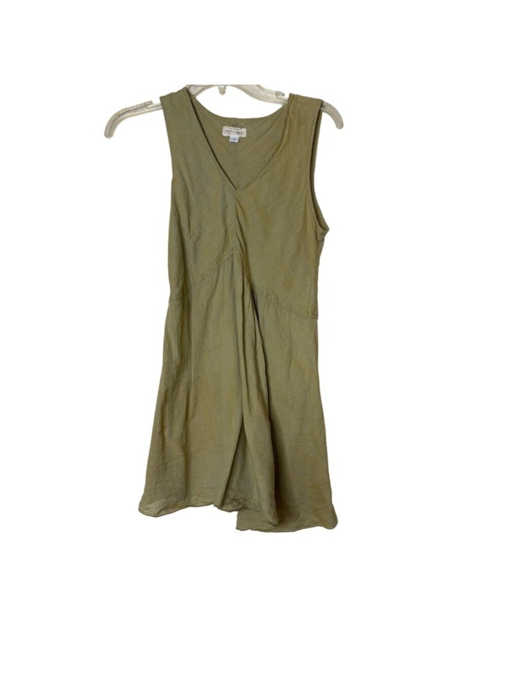 Neesh by D.A.R. Olive Green Crinkle Cotton Tunic Top S Lagenlook Boho
